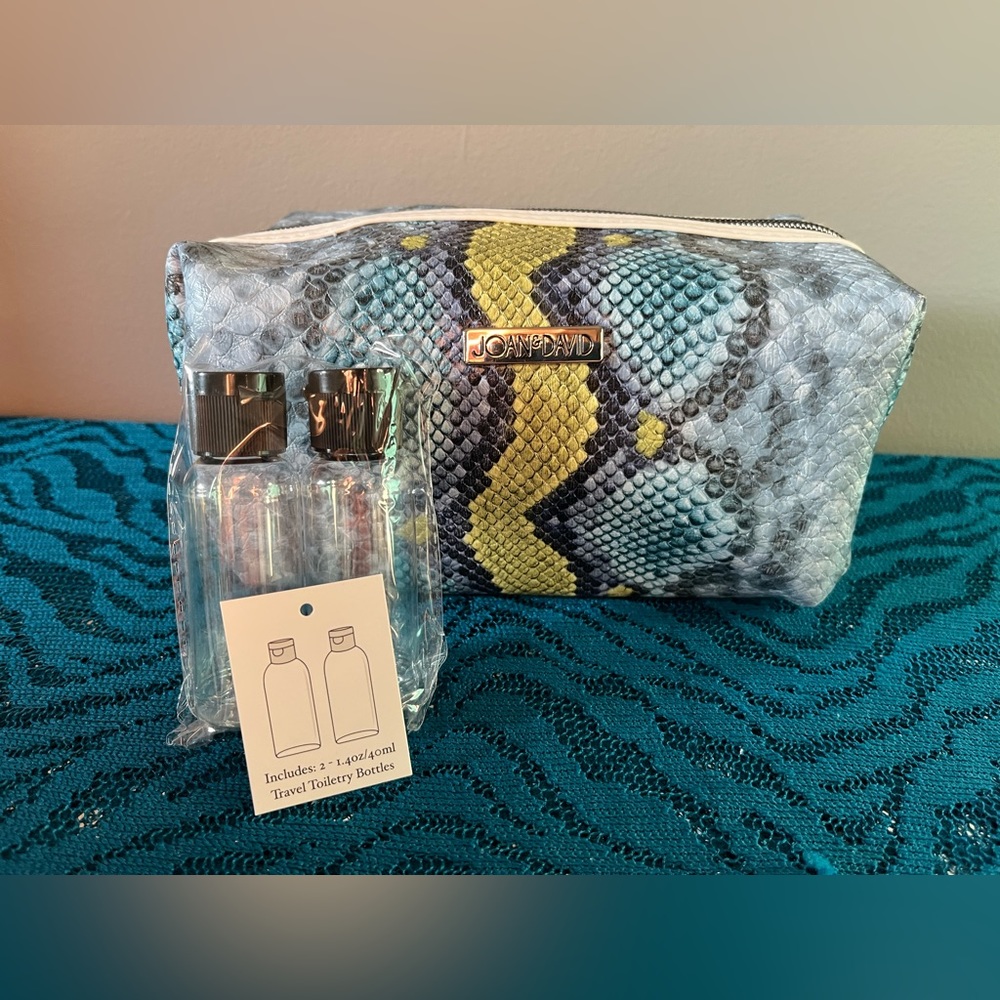 Joan & David Multi Colored Python Patterned Cosmetic/Makeup/Toiletry Travel Bag